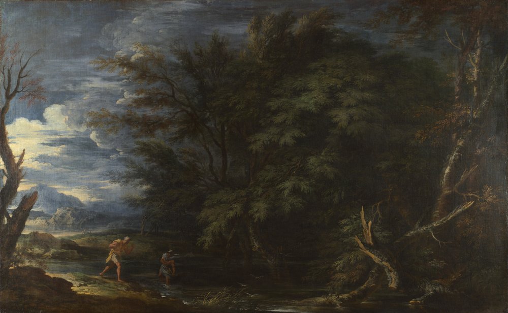 Landscape with Mercury and the Dishonest Woodman by Salvatore Rosa