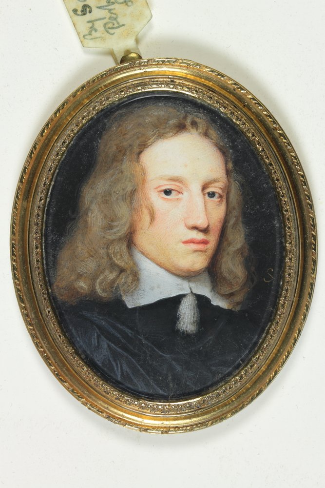 Gentleman in black doublet by Samuel Cooper
