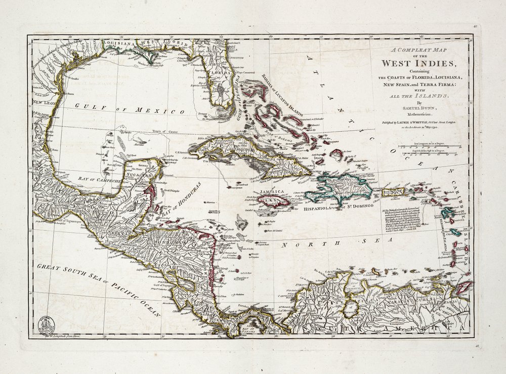 A Complete Map of the West Indies Containing the Coasts of Florida ...