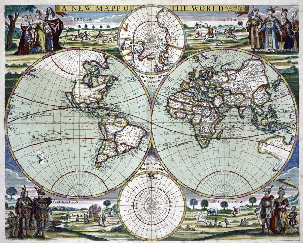A New Map of the World, c.1702 by Samuel Thornton