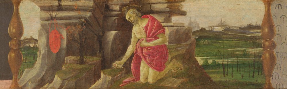 St Jerome in Penitence, Predella Panel from the Altarpiece of St Mark, c.1488-90 by Sandro Botticelli