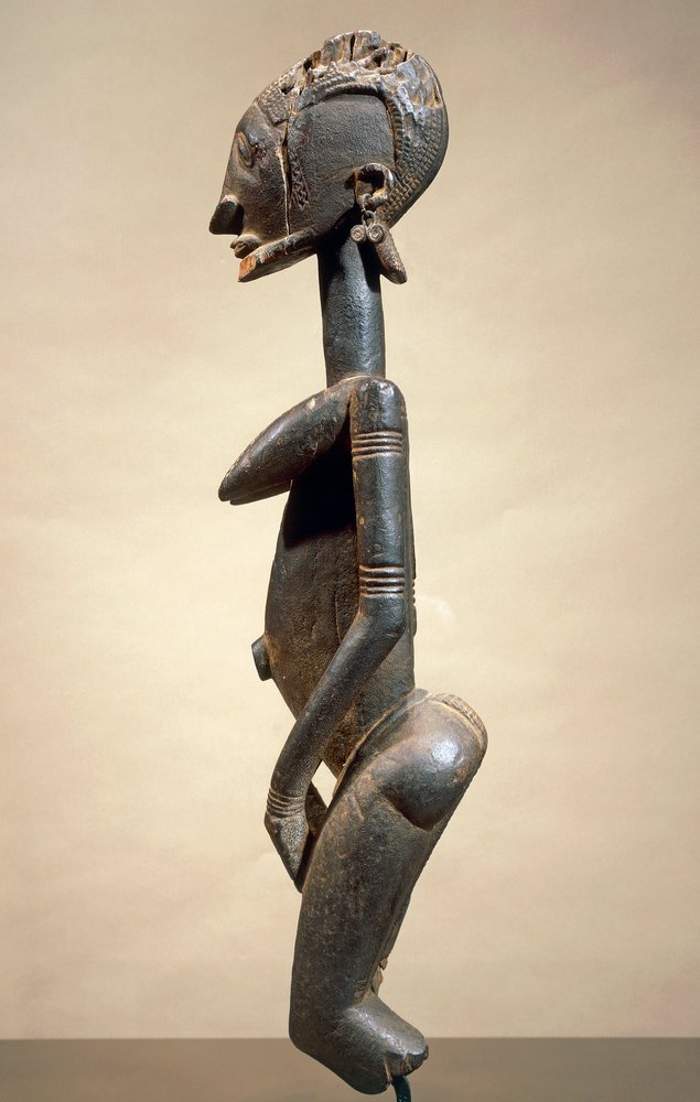 Wood and metal sculpture, by Master of Slanting Eyes, height