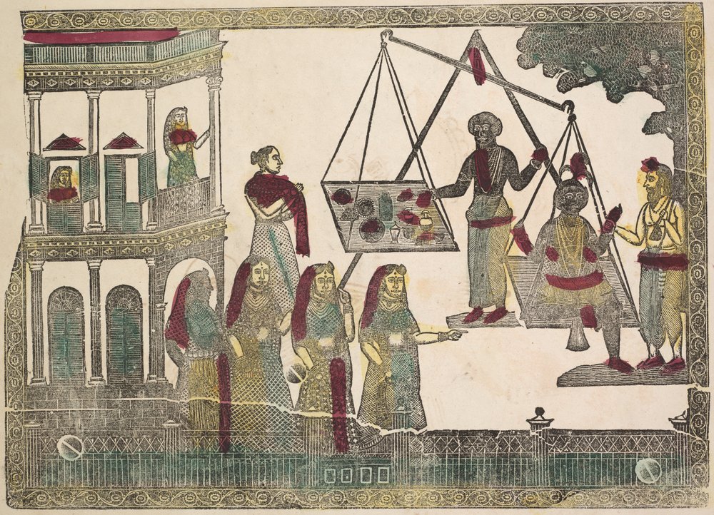 Krishna Weighted against Precious Objects (verso) by Shri Gobinda Chandra Roy