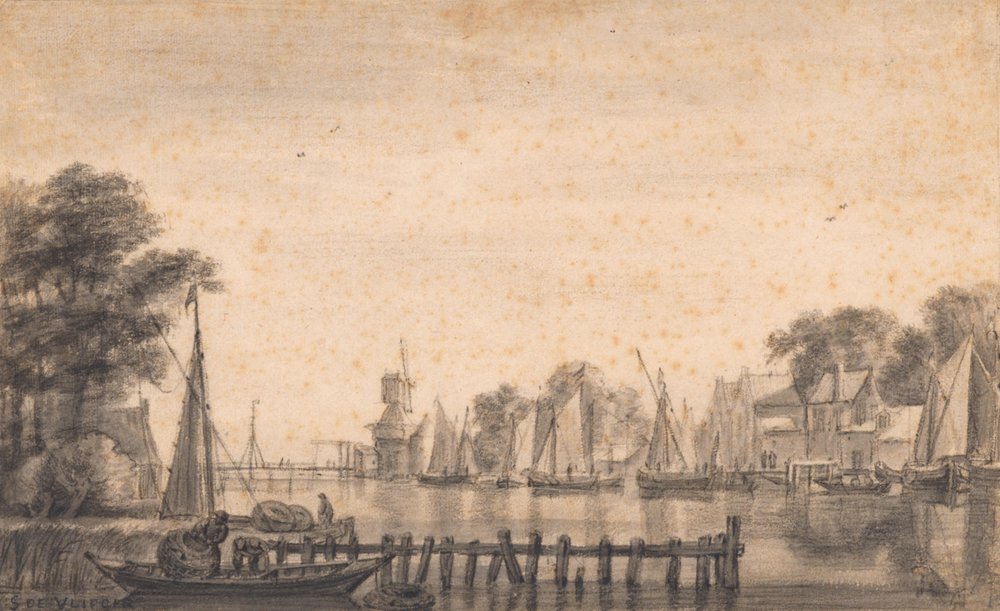 The Vecht at Weesp with Mill "The Stinker" by Simon de Vlieger