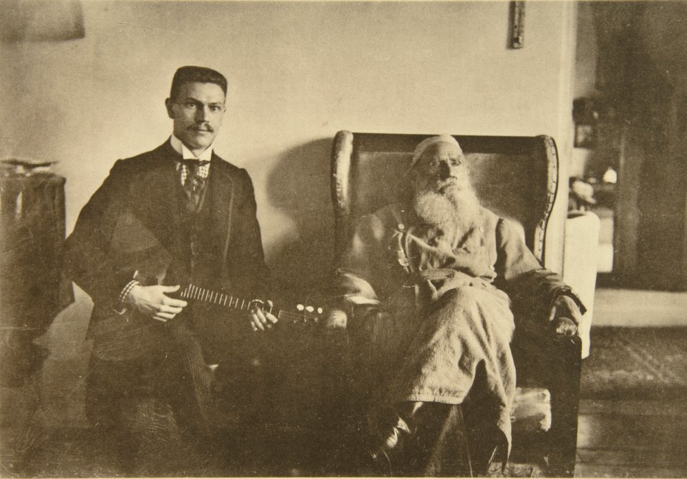 Russian Author Leo Tolstoy with the Balalaika Player Boris Troyanovsky, Russia by Sophia Andreevna Tolstaya