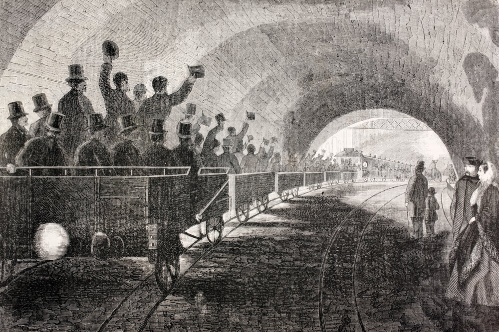 Trial Run of Train in London Underground in 1862, from 'The Universal ...