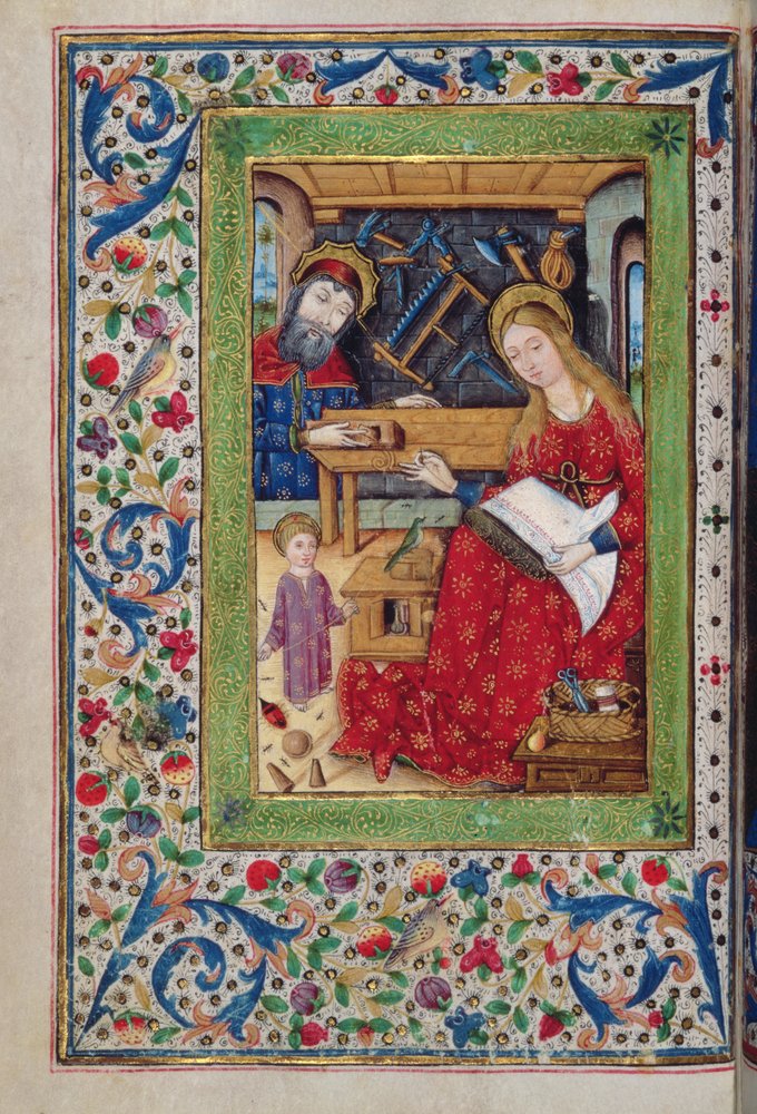 The Holy Family in Joseph's carpentry shop, from a Book of Hours