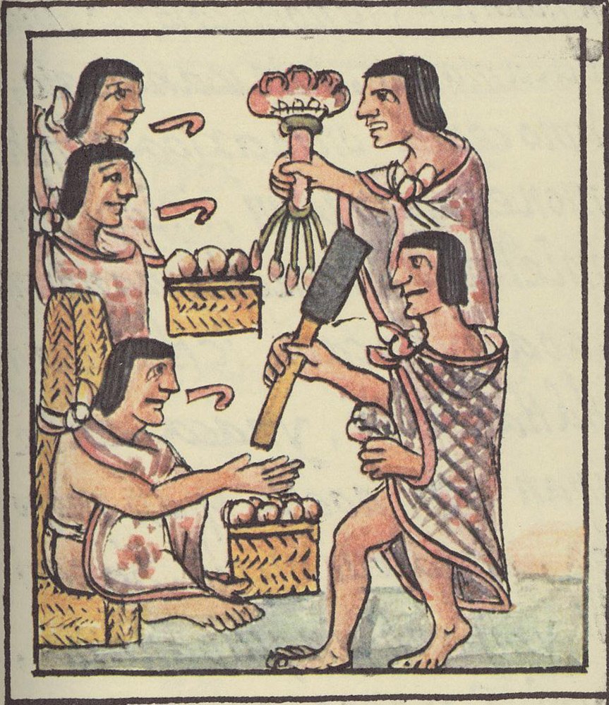 An Aztec Feast, from the Florentine Codex by Bernardino de Sahagun, c ...