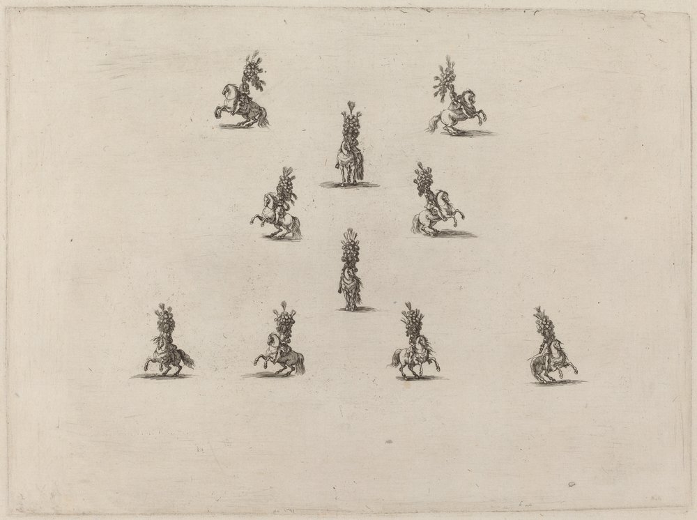 Ten Cavaliers with Large Plumed Helmets, 1652 by Stefano della Bella