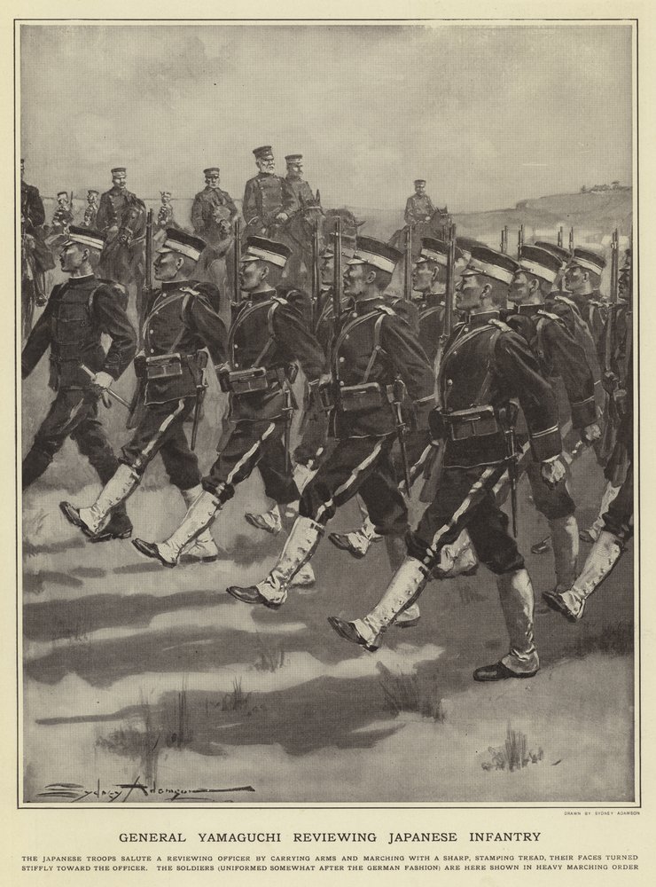 General Yamaguchi Reviewing Japanese Infantry