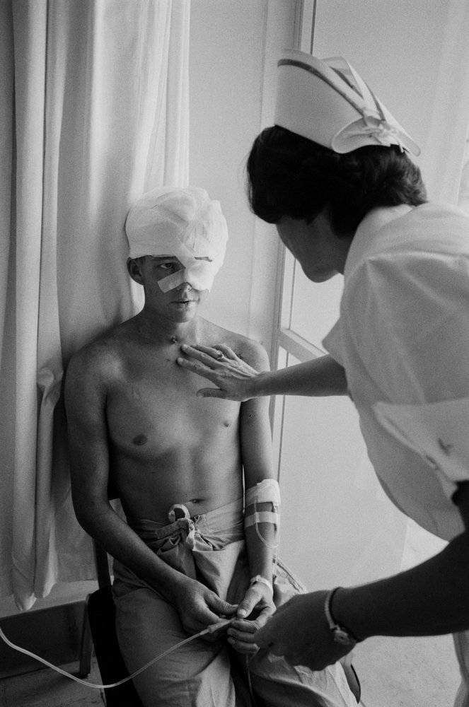 American soldiers wounded in the Vietnam War are airlifted to a ...