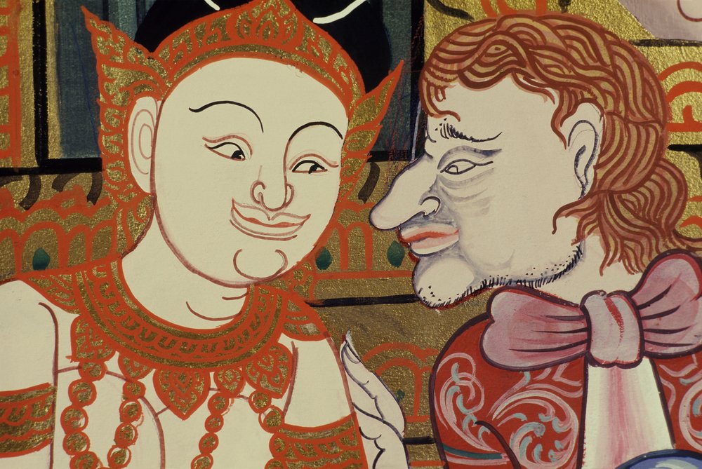 Contemporary painting in the classical style showing Thai and western ...