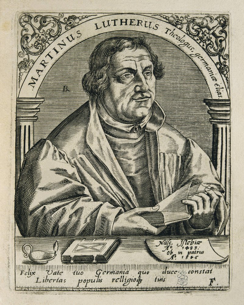 Martin Luther (1483-1546). German religious reformer. Engraving. Spain ...