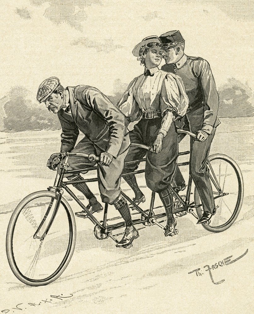 Bicycle for Three Persons Called Tandem Bicycle