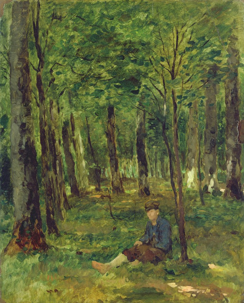 Young Farmer sitting in the Forest, 1878 by Thomas Ludwig Herbst
