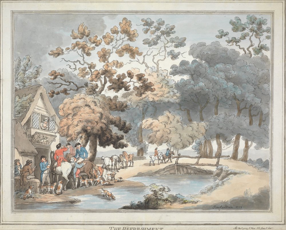 Fox-Hunting [set of six]: 4. The Refreshment by Thomas Rowlandson