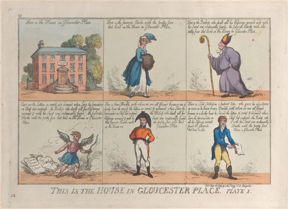 This is the House in Gloucester Place, Plate 1, May 26, 1809 by Thomas Rowlandson