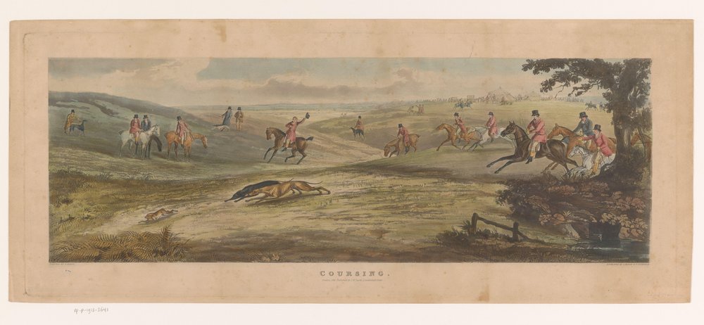 Two Greyhounds Hunting a Hare by Thomas Sutherland