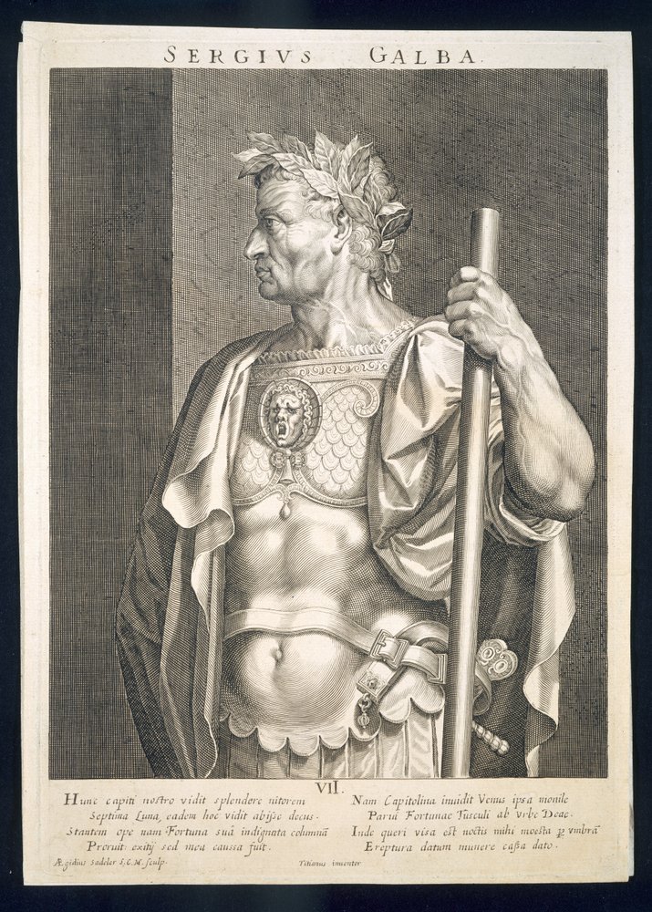Sergius Galba Emperor of Rome 68 AD Engraved by Aegidius Sadeler
