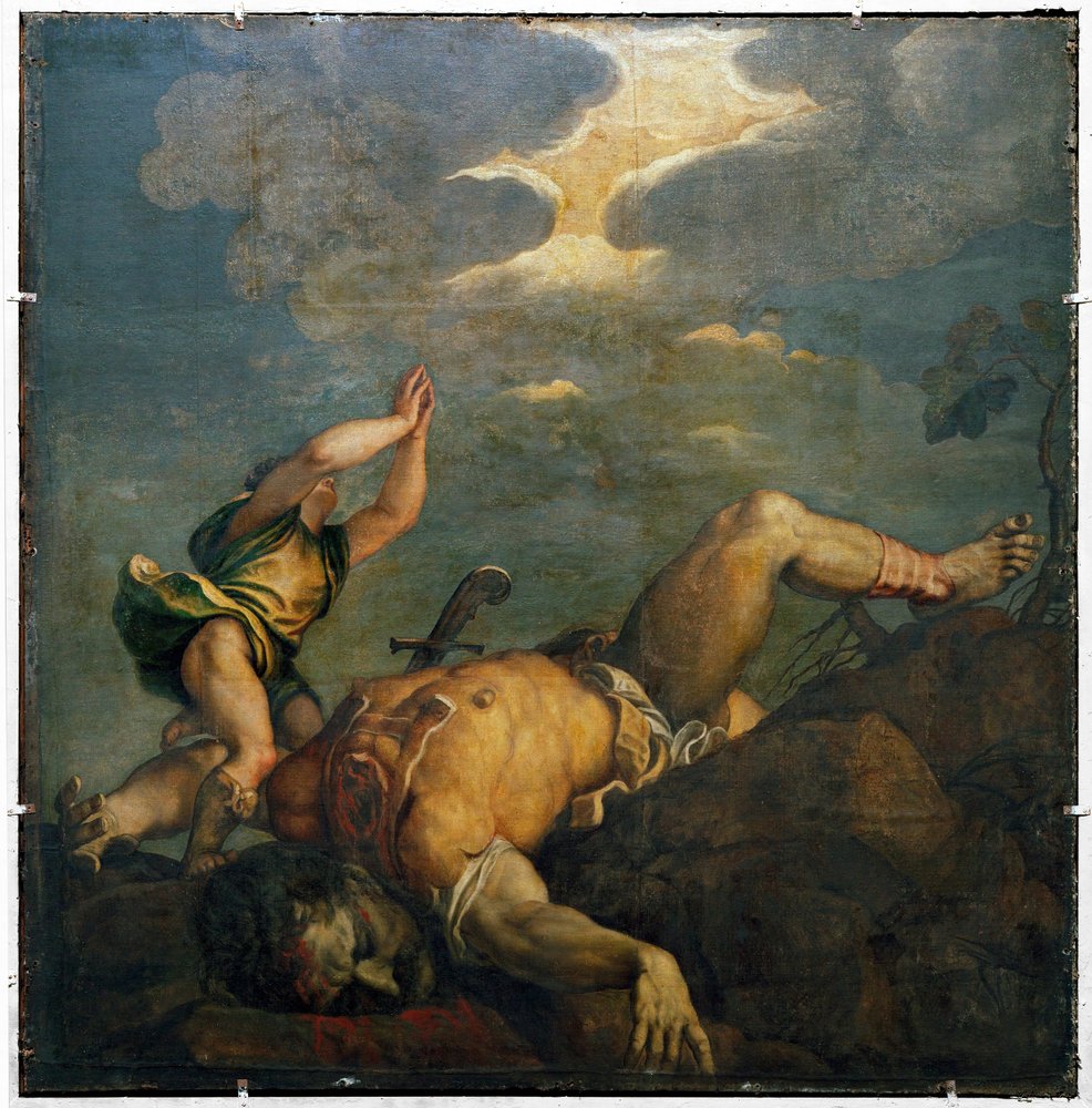 David and Goliath (Fresco) by Titian (c.1488-1576)
