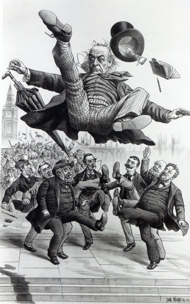 Gladstone Being Kicked Out of Parliament, c.1894 by Tom Merry