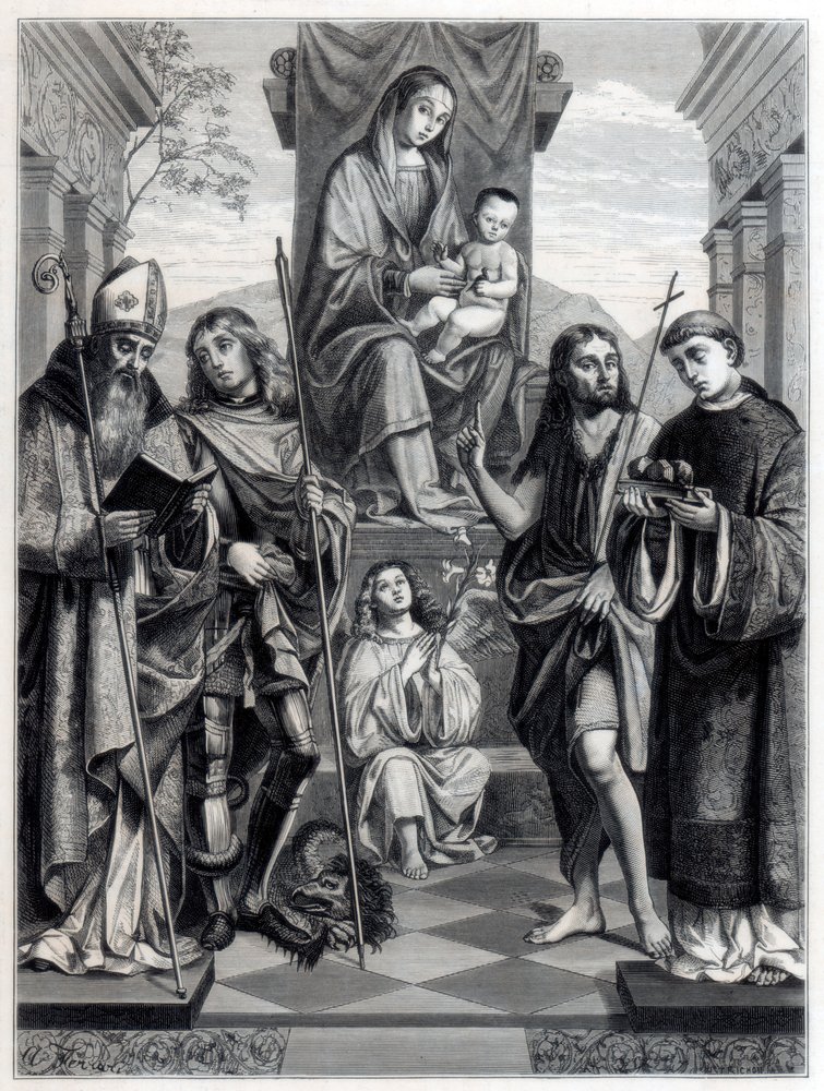 Madonna seated on a Throne Surrounded with Saints, c. 1494-1517 by Trichon