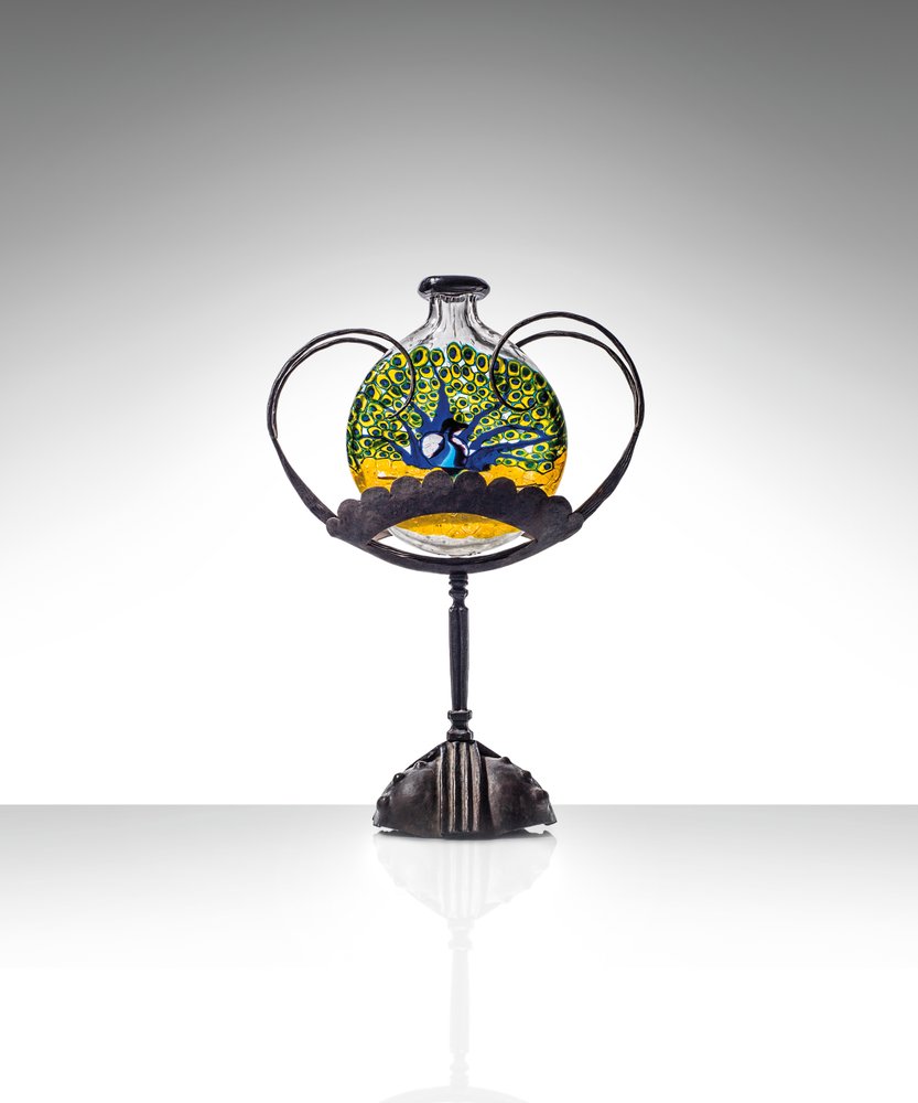 Peacock mosaic vase on stand, c.1922 by Umberto Bellotto