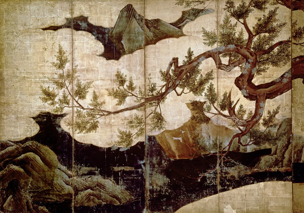 Cypress by Kano Eitoku, Muromanchi period (from an eight-fold screen) by Unbekannt Unbekannt