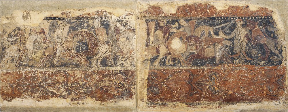 Profane Paintings from Sigena - Knights in Battle and Soldier Attacked ...