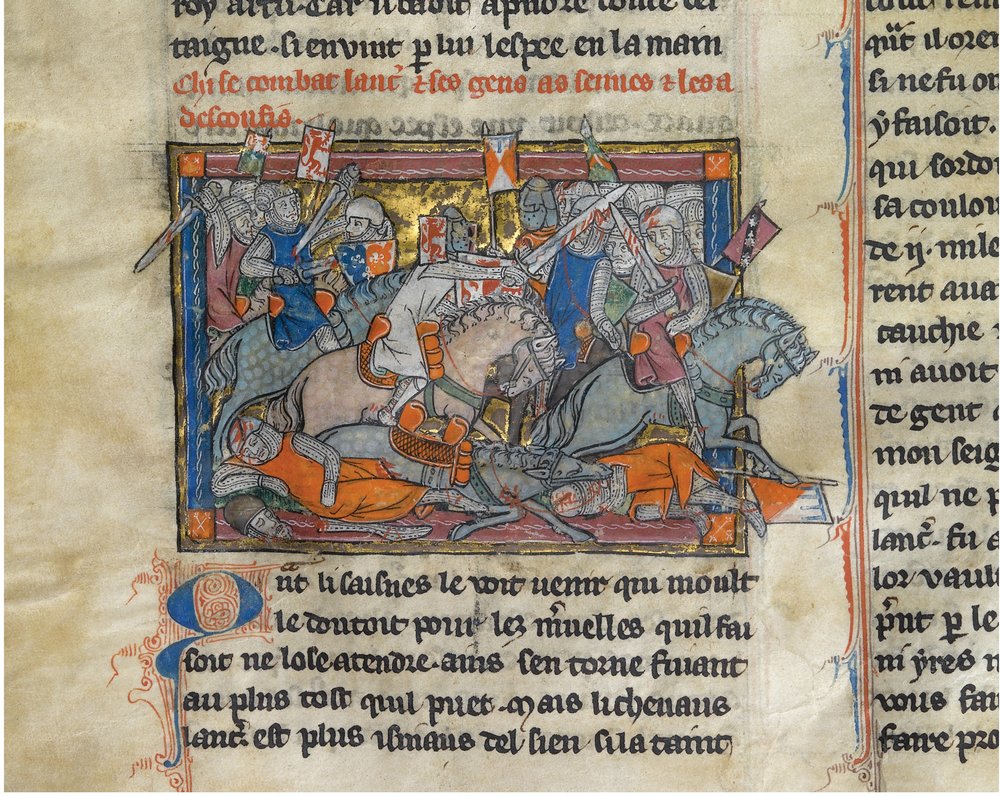 King Arthur Fighting the Saxons from the Rochefoucauld Grail