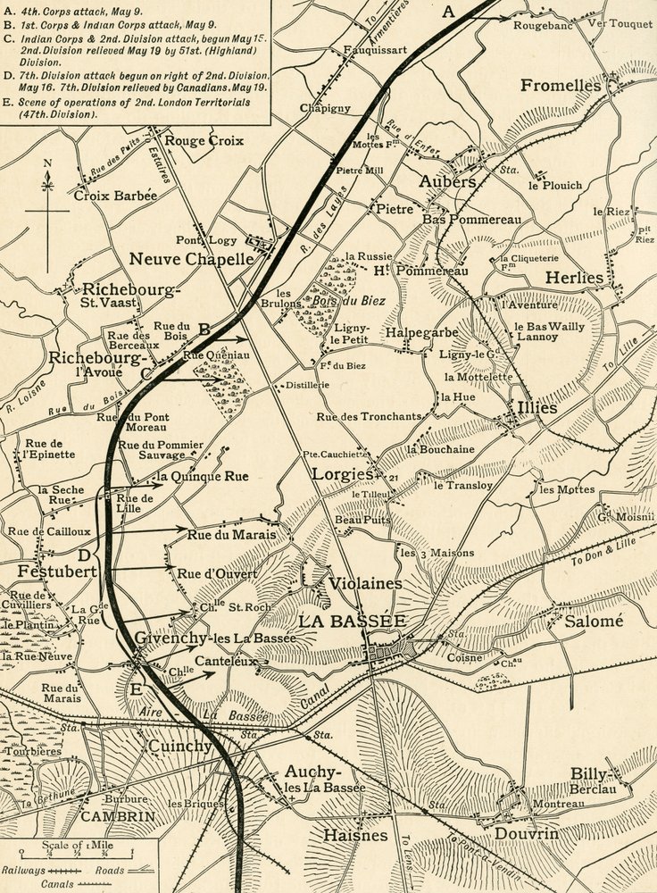 Map Illustrating the Operations of the First Army, First World War ...
