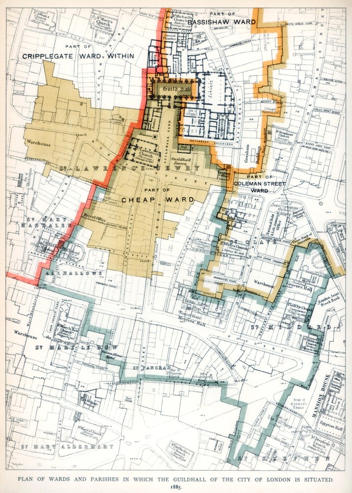 Plan of the Wards and Parishes in Which the Guildhall of the City of ...