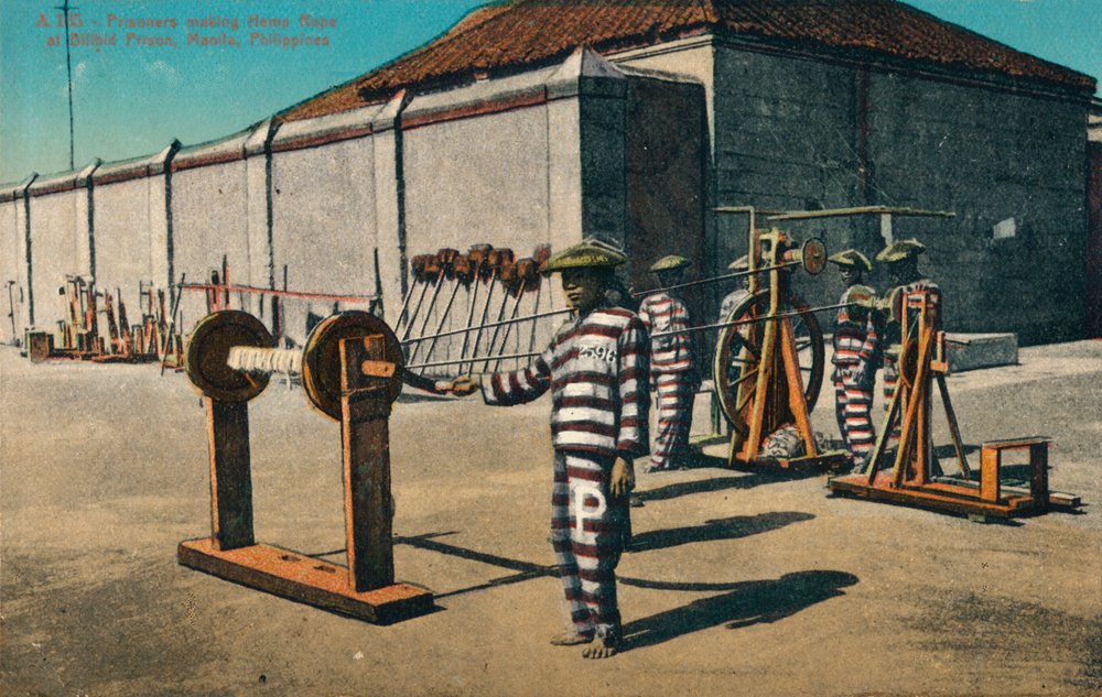 Prisoners making Hemp Rope at Billbid Prison, Manila, Philippines