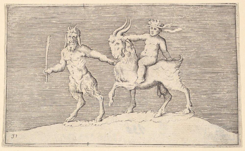 Satyr Leading Goat on which an Infant Rides by Unbekannt