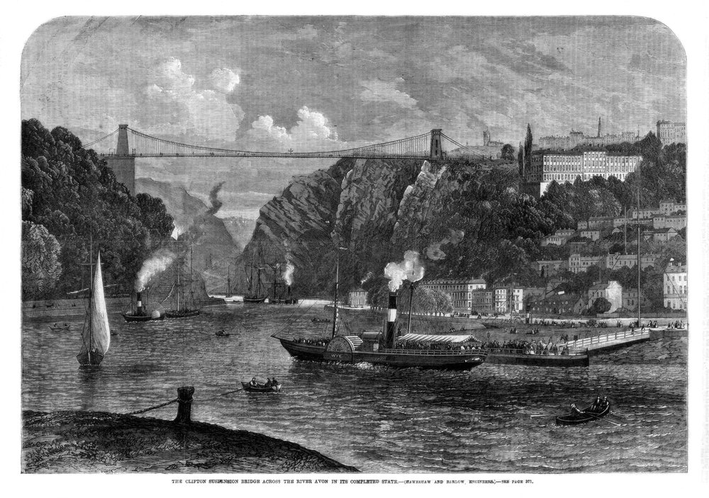 The Clifton suspension bridge across the River Avon, 1864 by Unbekannt