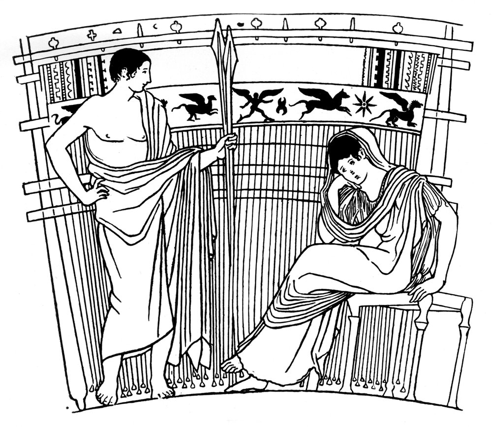 The Loom of Penelope, from the Chuisi Vase, Etruscan by Unbekannt