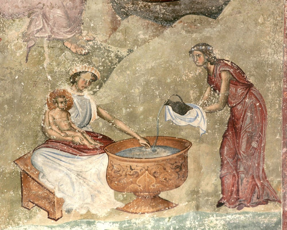 The Washing of the Child in the Nativity Scene by Unbekannt