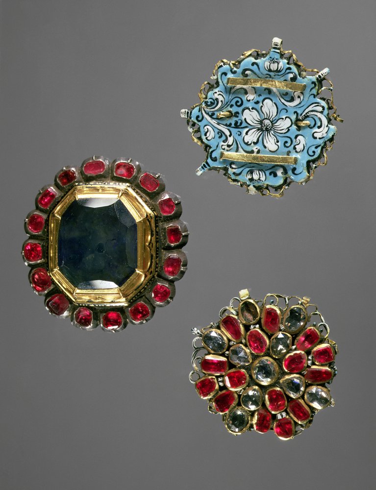 Selection of Costume Brooches Set with Semi Precious Stones Moscow Early 18th Century