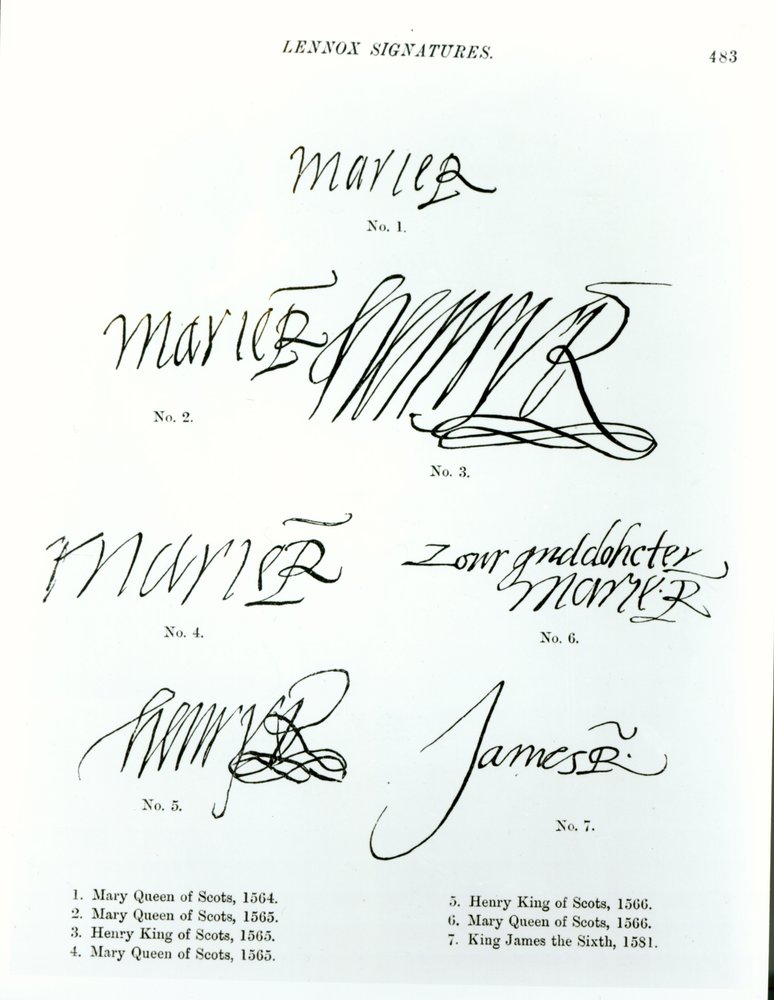 Signatures of Mary Queen of Scots, Henry King of Scots and James VI of ...