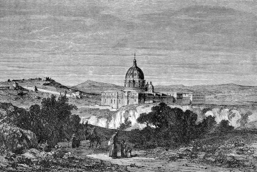 History of Ancient Rome. St. Peter's Basilica and the Vatican Palaces