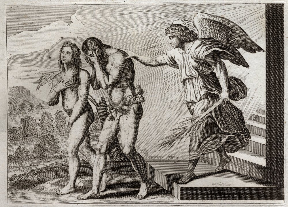 Bible of Royaumont, Old Testament: Punishment of Adam. God drives Adam ...