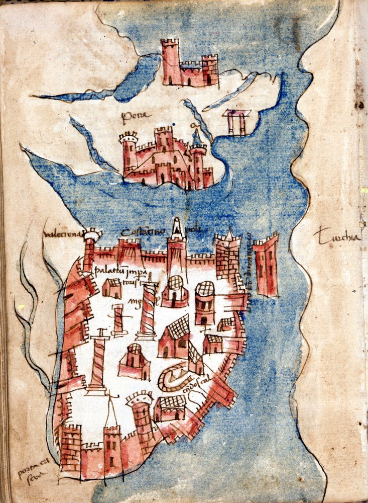 Constantinople, manuscript map of Venice of the 15th century