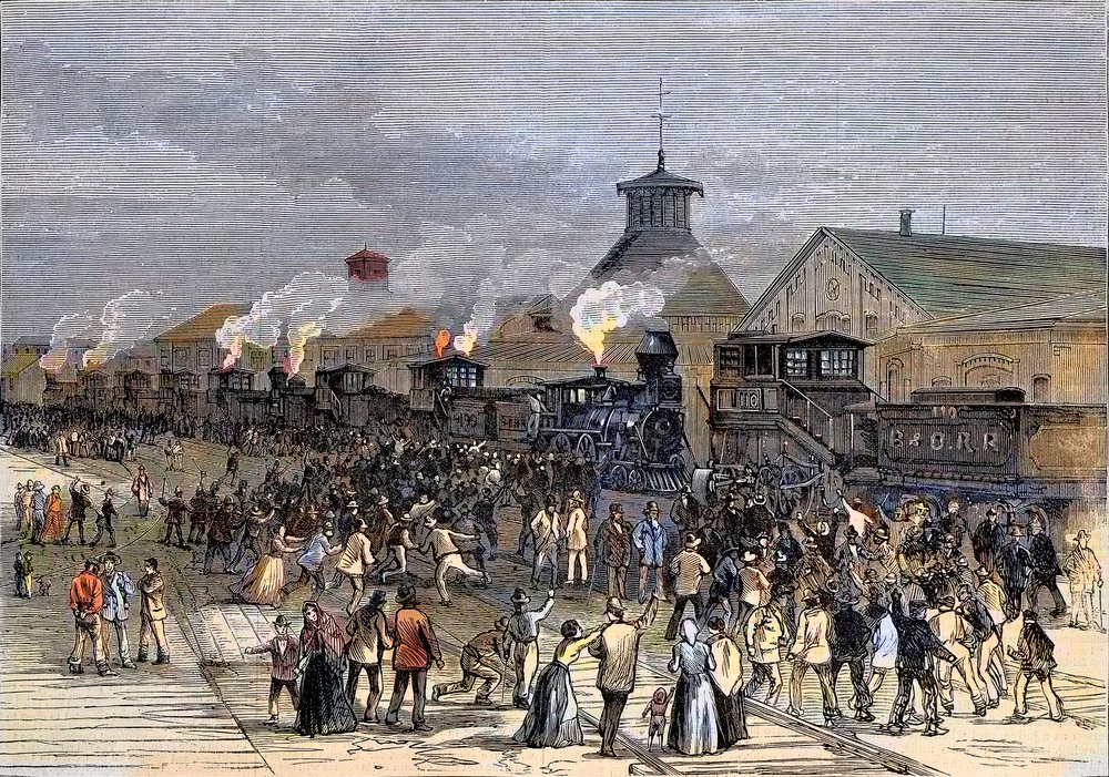 Great Railroad Strike in 1877, Blockade of Engines at Martinsburg, West ...