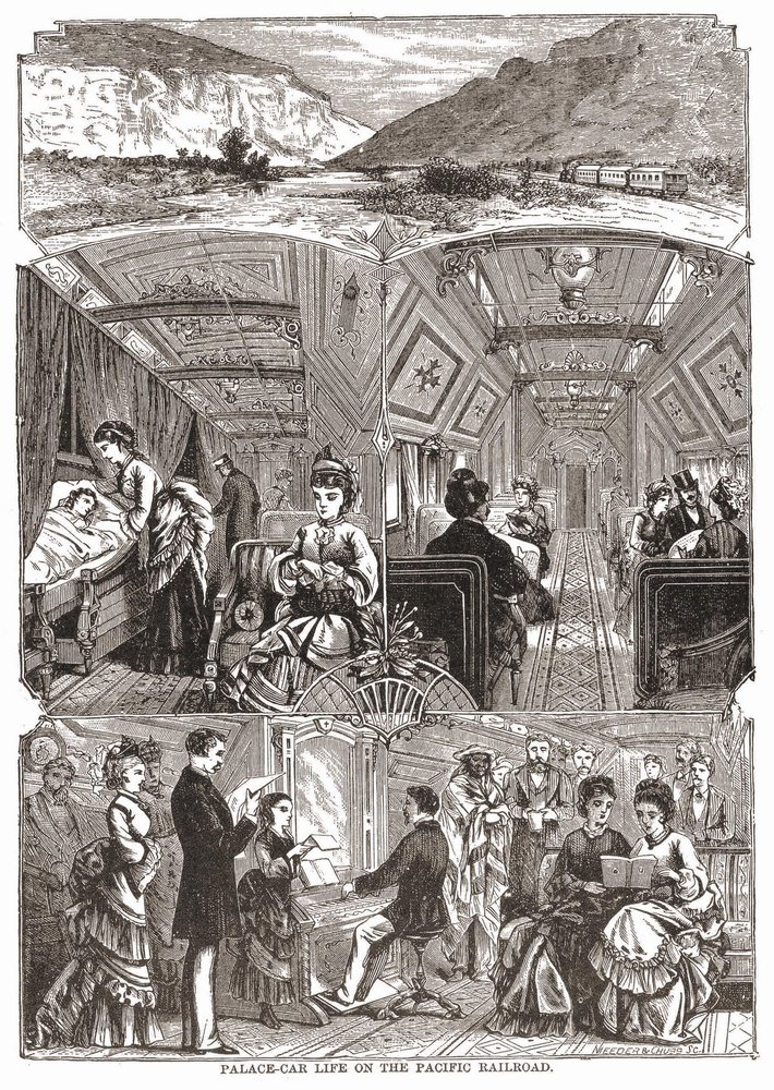 Palace-car life on the Pacific Railroad, engraving, 19th century by Unknown artist