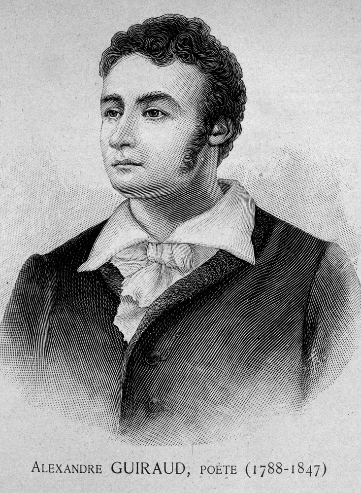 Portrait of Alexandre Guiraud, poet (1788-1847) - engraving, 19th century