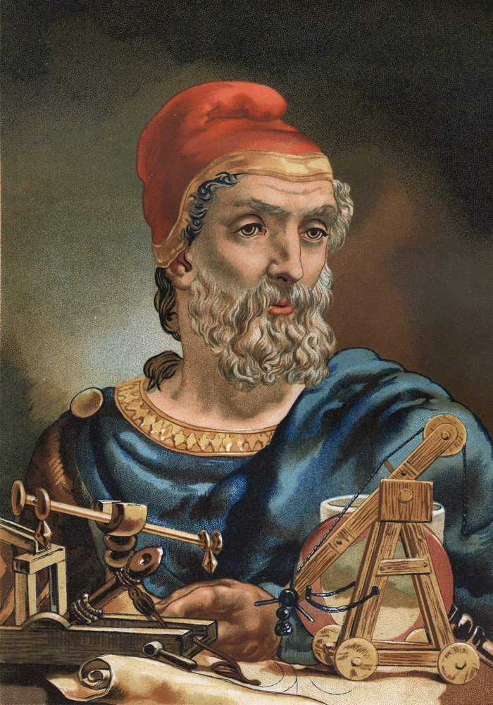 Portrait of Archimedes, Greek mathematician and physicist (287 BC - 212 BC)