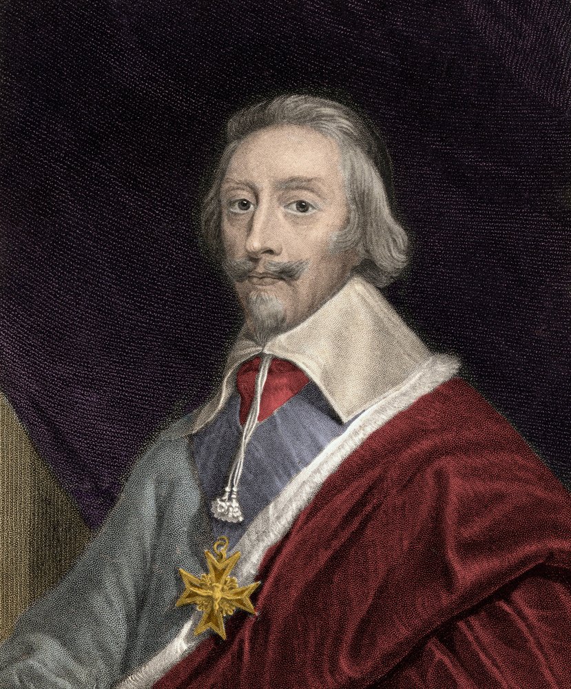 Portrait of Cardinal Richelieu carrying the cross of the Order of the Holy Spirit engraving