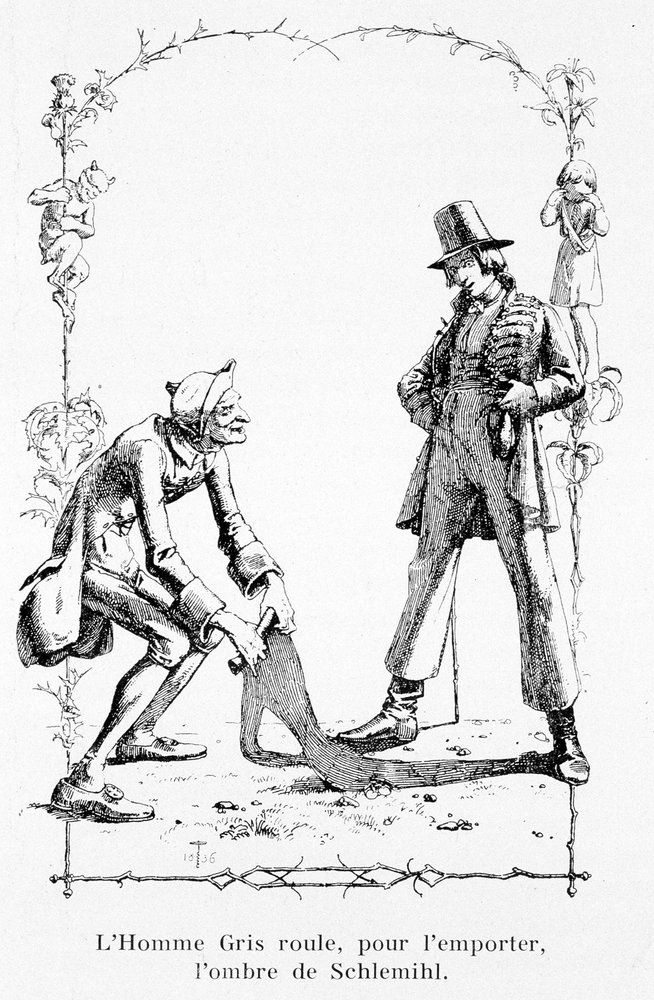 The Grey Man Rolls the Shadow of Schlemihl in Order to Win - in “The Wonderful Story of Peter Schlemihl” by Adelbert von Chamisso by Unknown artist