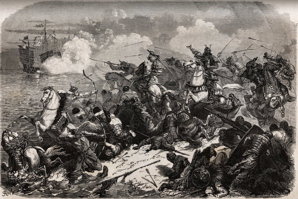 Yori Omo and a samurai army repel the invasion of the Mongols in 1274 ...