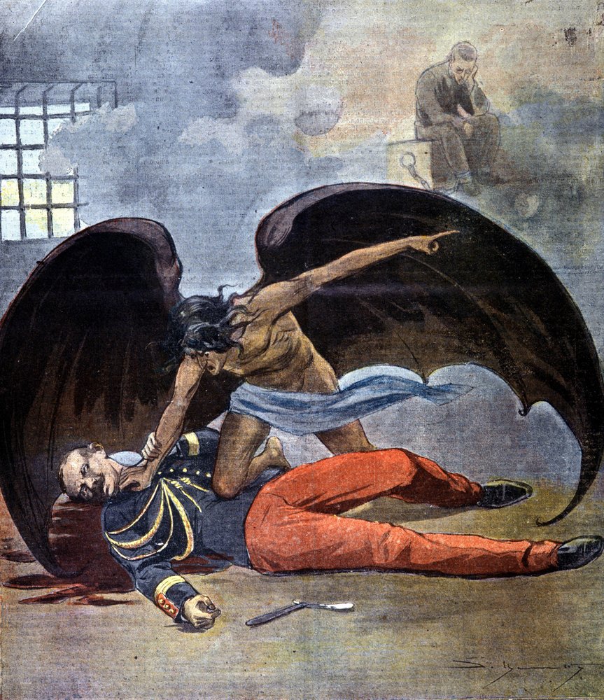 Dreyfus. The suicide of Lieutenant Colonel Hubert Henry in his cell after he was found to be the author of the letter accusing Dreyfus. 1898. by Unknown artist